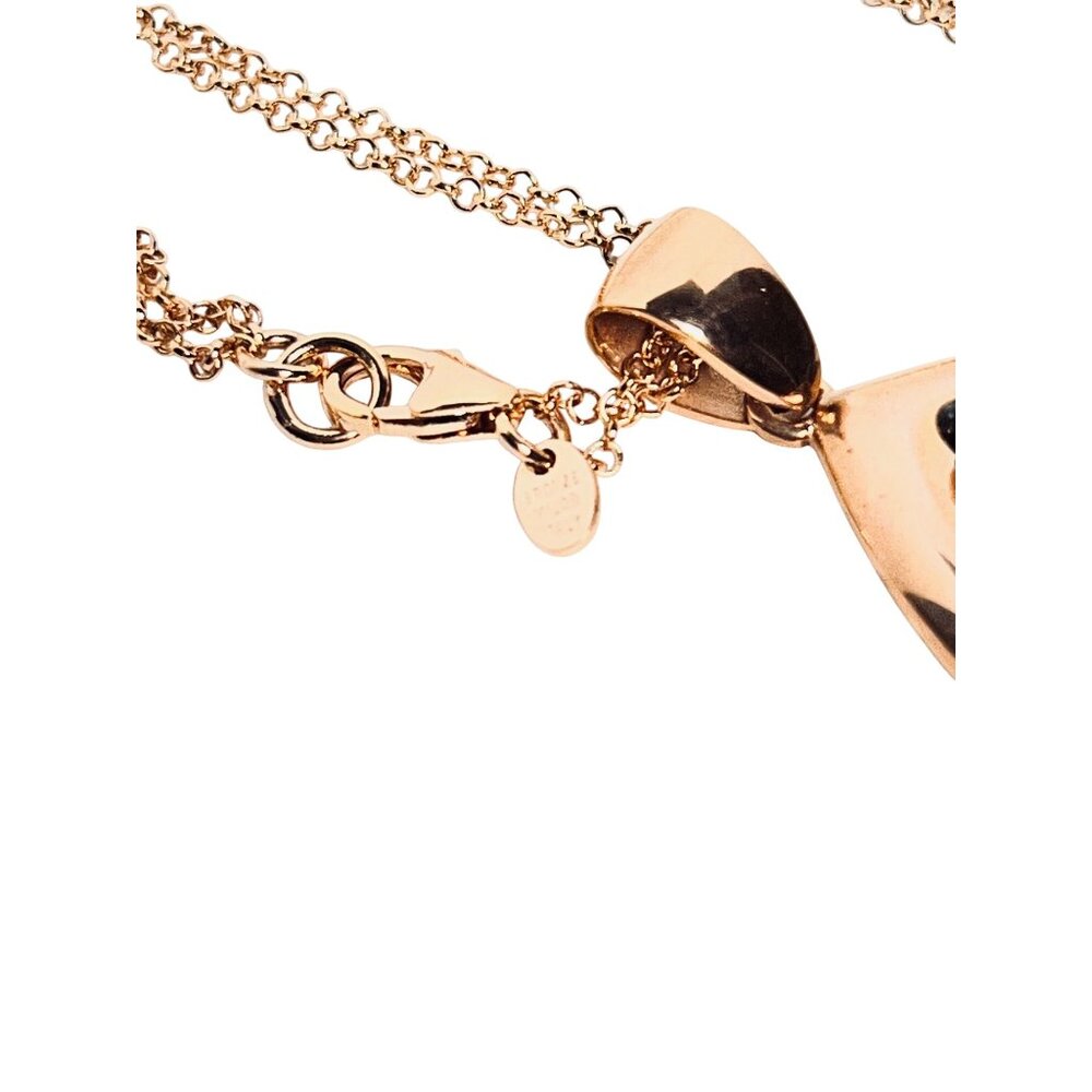 Bronzo Italia Rose Gold Tone Necklace With Druzy Quartz Teardrop Pendant (6291) - Picture 9 of 9
